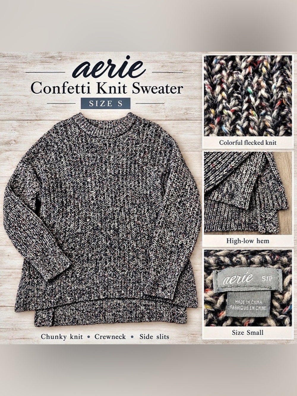 Aerie Confetti Knit Sweater Crewneck Sweater Size Small Like New